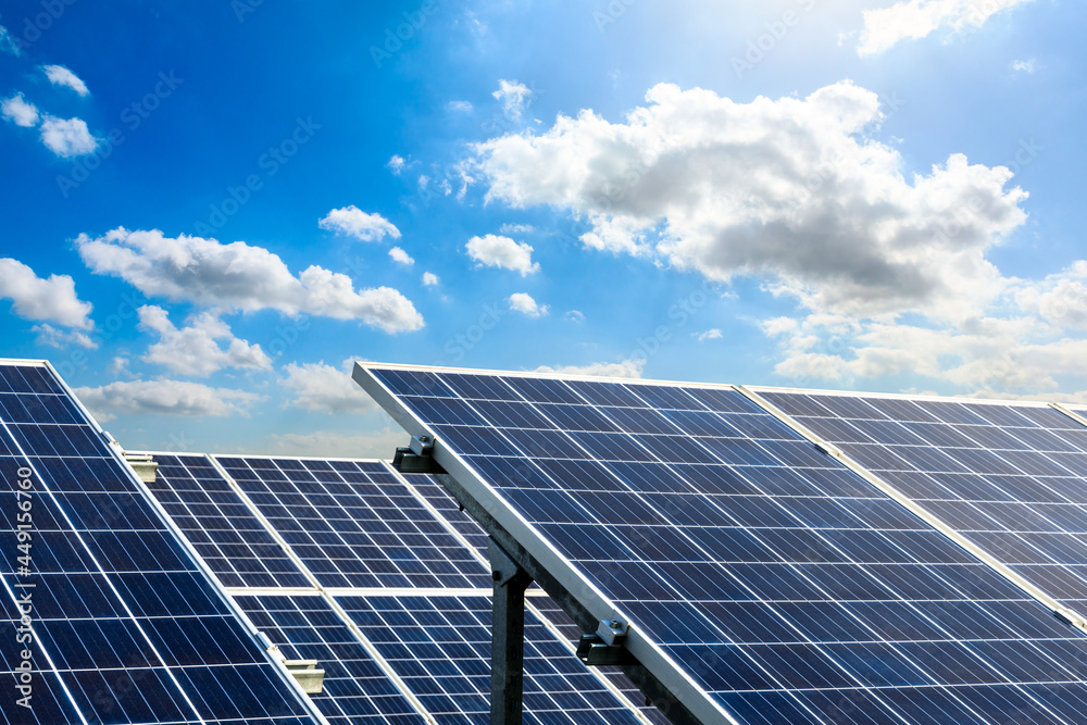 Smooth solar panels and beautiful sky landscape in China Smooth solar panels and beautiful sky landscape in China