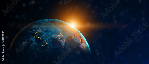 Fototapeta Naklejka Na Ścianę i Meble -  Global connection The best in the world of wireless connections. Best Global Business Internet Ideas from Artificial Intelligence Concept. Map of the planet. Elements of this image furnished by NASA.