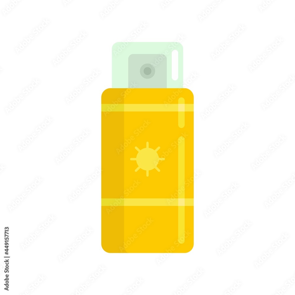 Woman uv protection spray icon flat isolated vector Woman uv protection spray icon flat isolated vector