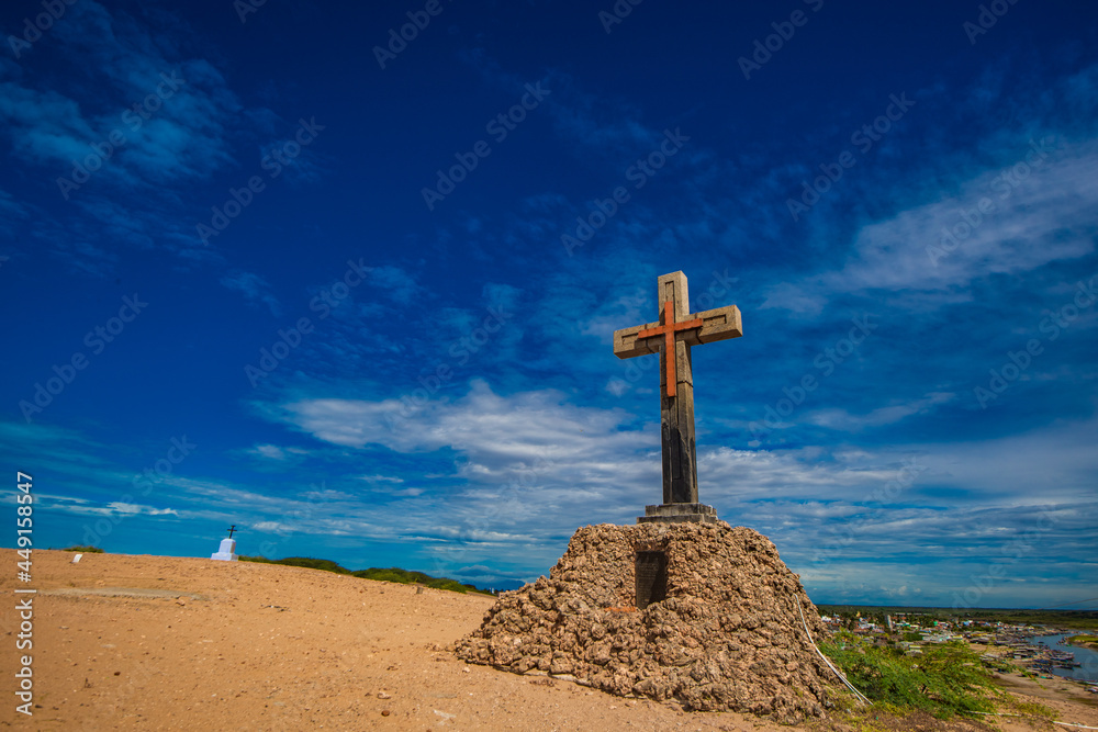 cross on the top of mountain