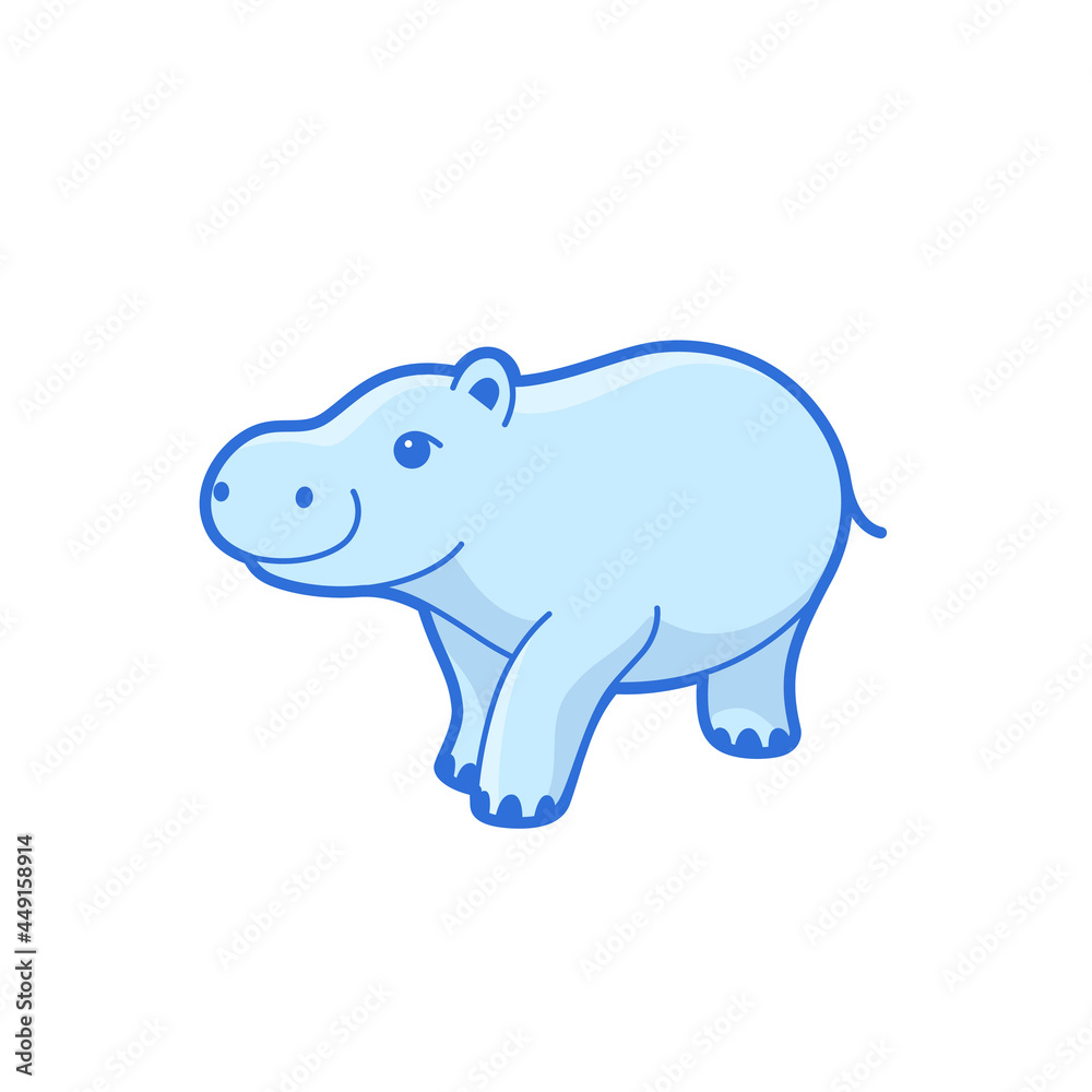 Cartoon hippo, cute character for children. Vector illustration in cartoon style for abc book, poster, postcard. Animal alphabet.