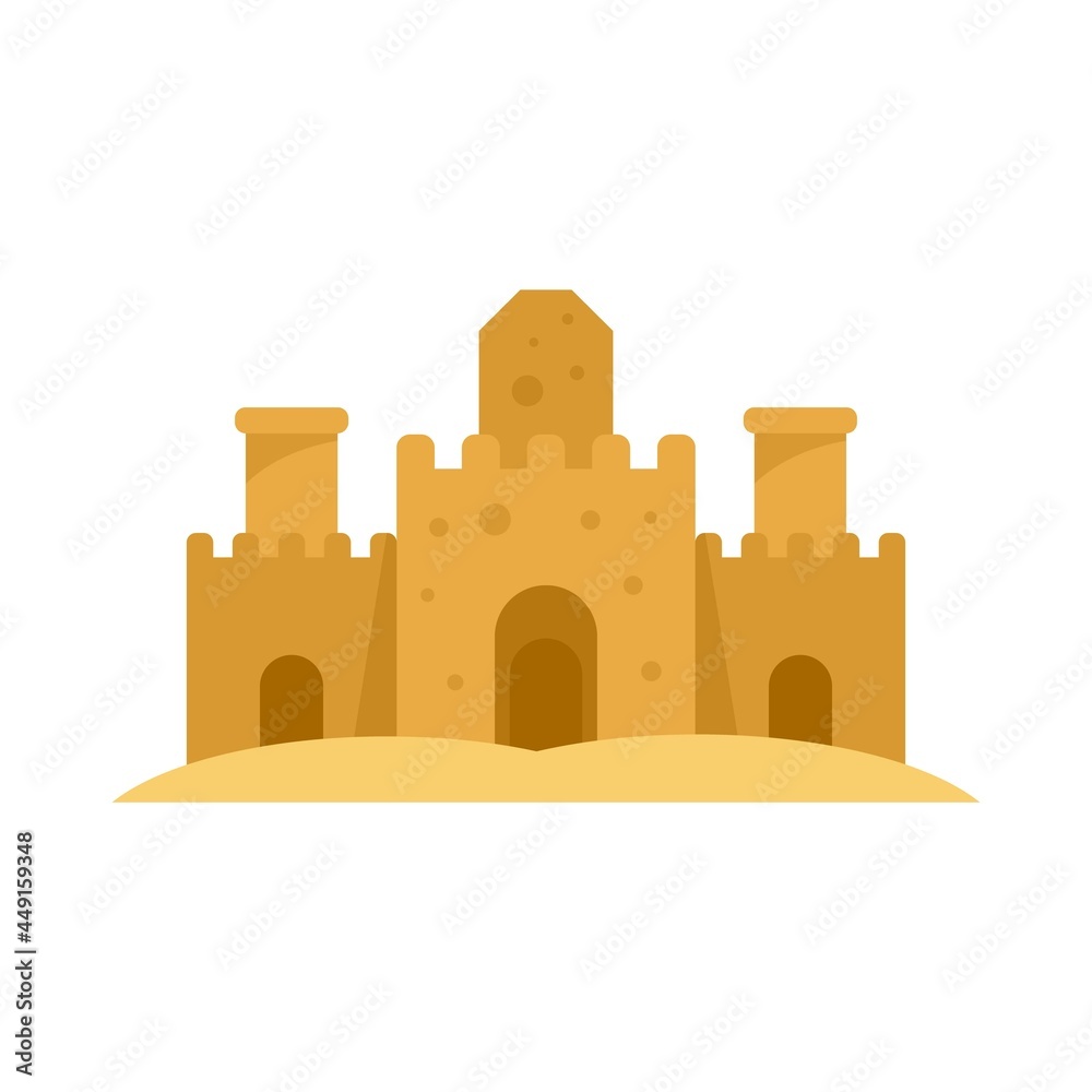 Sand castle icon flat isolated vector