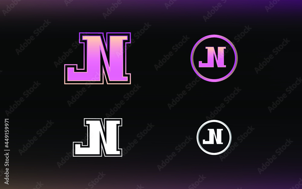 Initials JN logo with a bright color is suitable for E sports teams and others Initials JN logo with a bright color is suitable for E sports teams and others