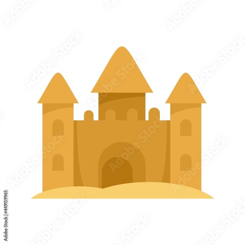 Castle made of sand icon flat isolated vector