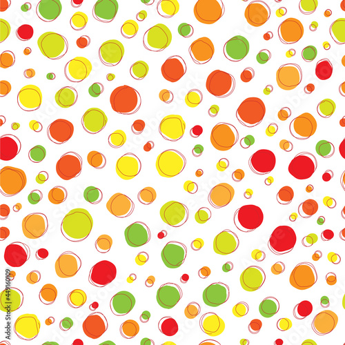 Fototapeta Naklejka Na Ścianę i Meble -  Seamless pattern with jagged circles, lines, used for packaging, fabric, background and other products.