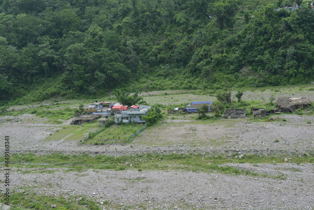 Fototapeta premium Mountain Houses Wallpaper for Background