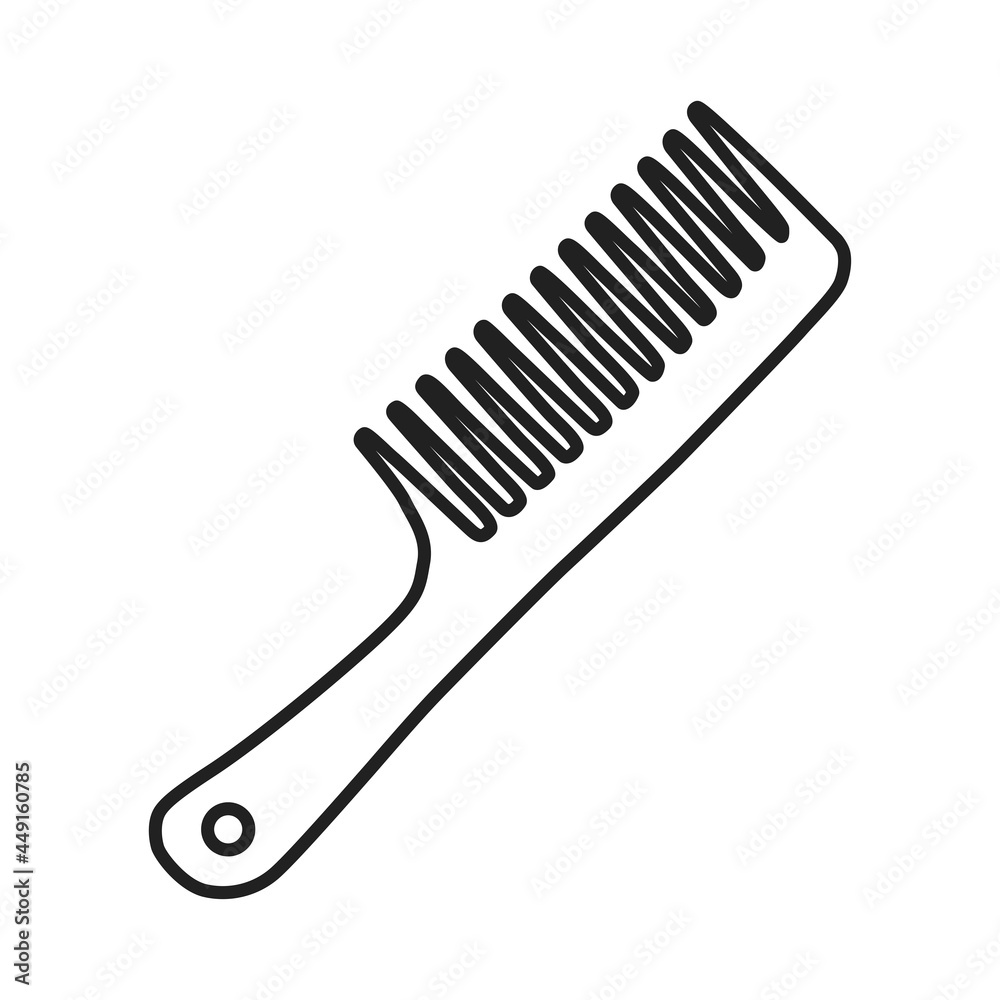 The comb icon. The outline of a flat comb with sparse teeth. Vector illustration isolated on a white background for design and web. The comb icon. The outline of a flat comb with sparse teeth. Vector illustration isolated on a white background for design and web.