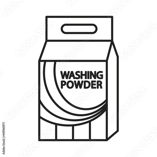 The icon is a package of washing powder. Outlines of the packaging of laundry detergent. Vector illustration isolated on a white background for design and web.