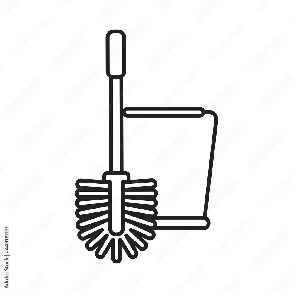 The toilet brush icon. The outline of a toilet cleaning tool. Vector