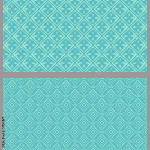 Background patterns with geometric elements. Set. Used colors  green shades. Seamless pattern  texture. Vector image