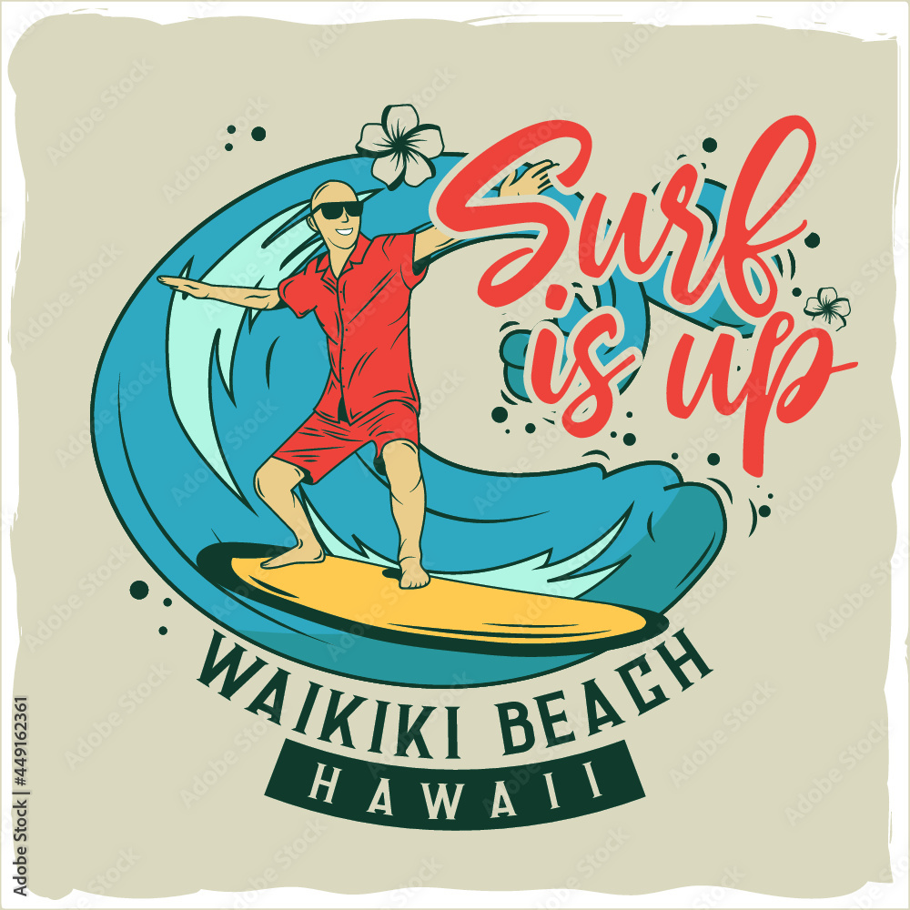 A surfer on a wave t-shirt design A surfer on a wave t-shirt design
