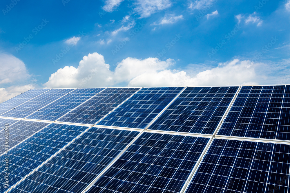 Smooth solar panels and beautiful sky landscape in China Smooth solar panels and beautiful sky landscape in China