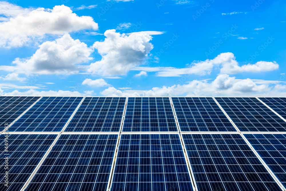 Smooth solar panels and beautiful sky landscape in China Smooth solar panels and beautiful sky landscape in China