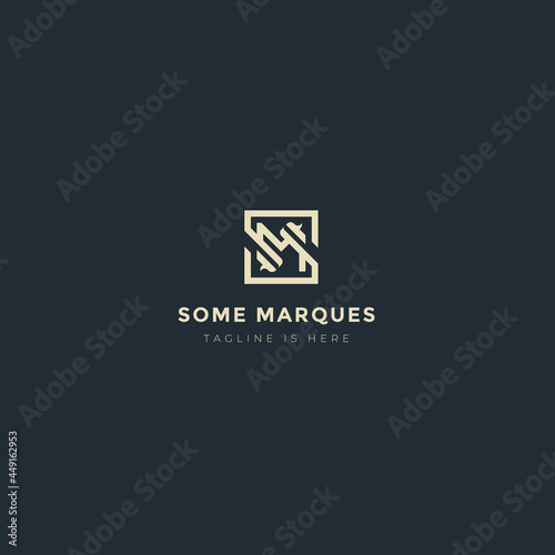 Logo Letter SM square, monogram icon initial S and M