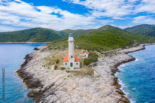 Fototapeta Naklejka Na Ścianę i Meble -  Lighthouse Stoncica on island Vis, Splitsko-Dalmatinska, Croatia, Adriatic sea