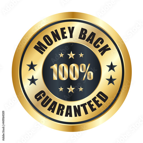 100% Money back Guaranteed, trust badge vector design, money back logo design, money back guaranteed