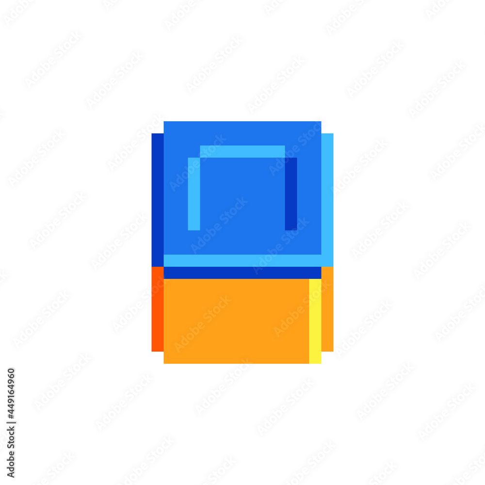 Сube, blue cuboid. Parallelepiped pixel art icon. vector illustration. Isolated vector illustration., Сube, blue cuboid. Parallelepiped pixel art icon. vector illustration. Isolated vector illustration.,