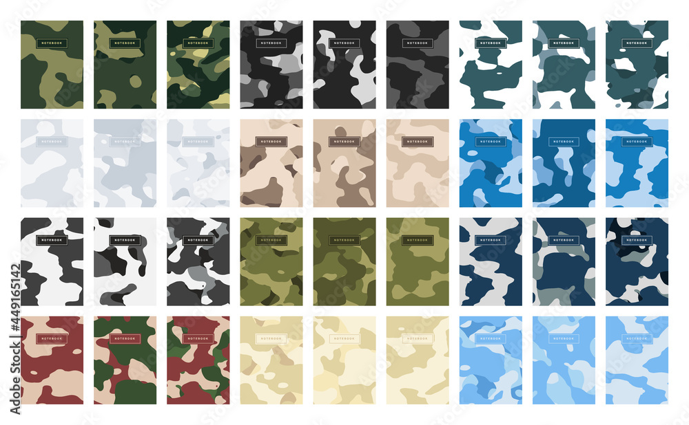 Collection military and army camouflage abstract cover notebook