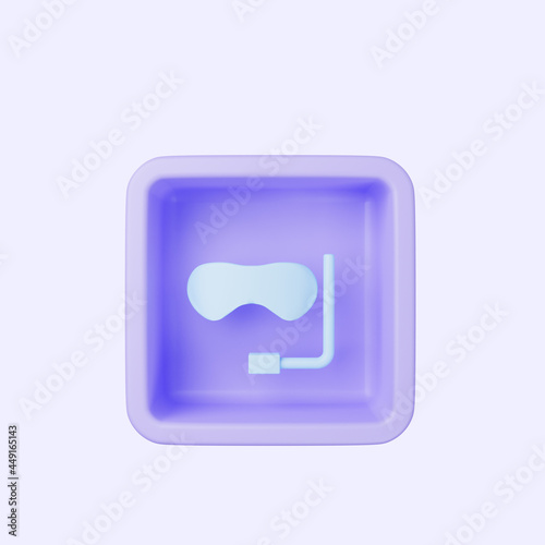 3d illustration of simple icon swimming goggles glass on cube © Anggel