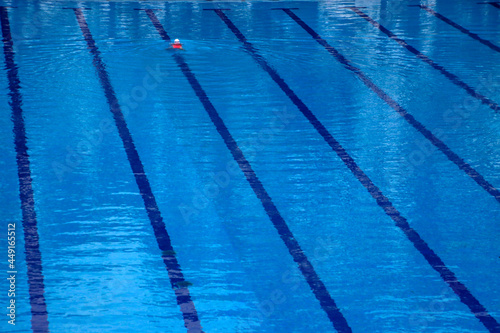 Person swimming alone in a pool