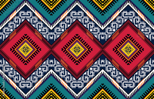 Geometric ethnic pattern vector background. seamless pattern traditional,Design for background, wallpaper, Batik, fabric, carpet, clothing, wrapping, and textile. Colorful ethnic pattern illustration.