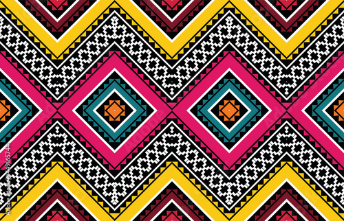 Geometric ethnic pattern vector background. seamless pattern traditional,Design for background, wallpaper, Batik, fabric, carpet, clothing, wrapping, and textile. Colorful ethnic pattern illustration.