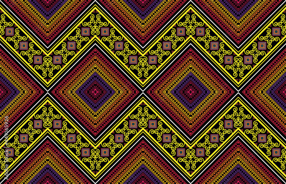 Geometric ethnic pattern vector background. seamless pattern traditional,Design for background, wallpaper, Batik, fabric, carpet, clothing, wrapping, and textile. Colorful ethnic pattern illustration.