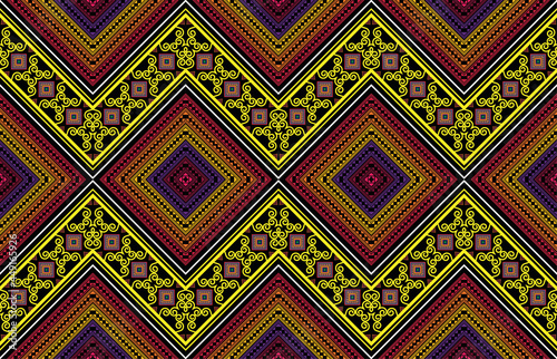 Geometric ethnic pattern vector background. seamless pattern traditional,Design for background, wallpaper, Batik, fabric, carpet, clothing, wrapping, and textile. Colorful ethnic pattern illustration. © 7ASCIIz