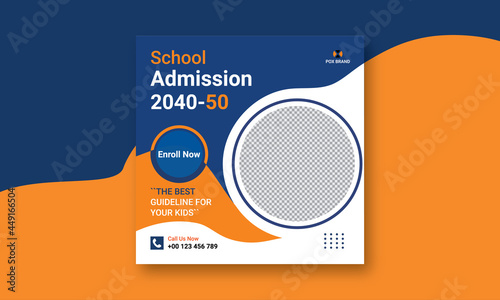 School admission social media post banner design. back to school social media post banner design set. Back to school admission promotion banner