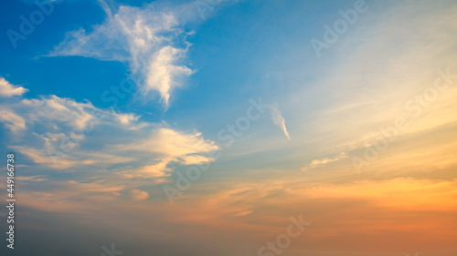 Sky and cloud natural landscape close-up at sunset moment in China © zhao dongfang