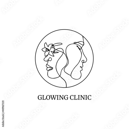 line art floral face male and female beauty logo feminine