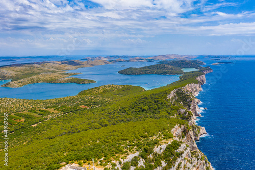 Cliffs above the sea on the shore of nature park Telascica  island of Dugi Otok  Croatia  spectacular seascape