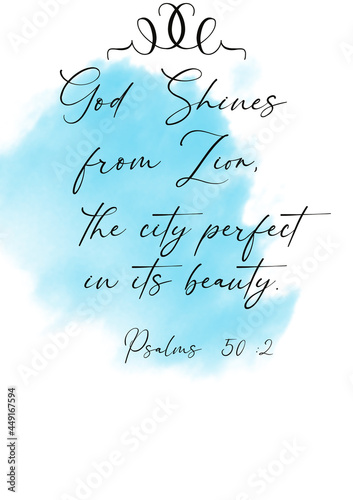 Εκτύπωση καμβά Bible Words  God  Shines from Zion the City  perfect  on its beauty  Psalms 50: