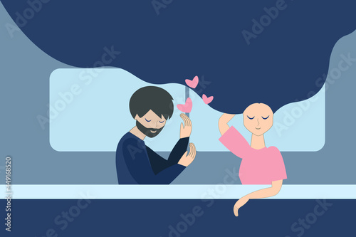 Couple, lovers, two sleep in bed