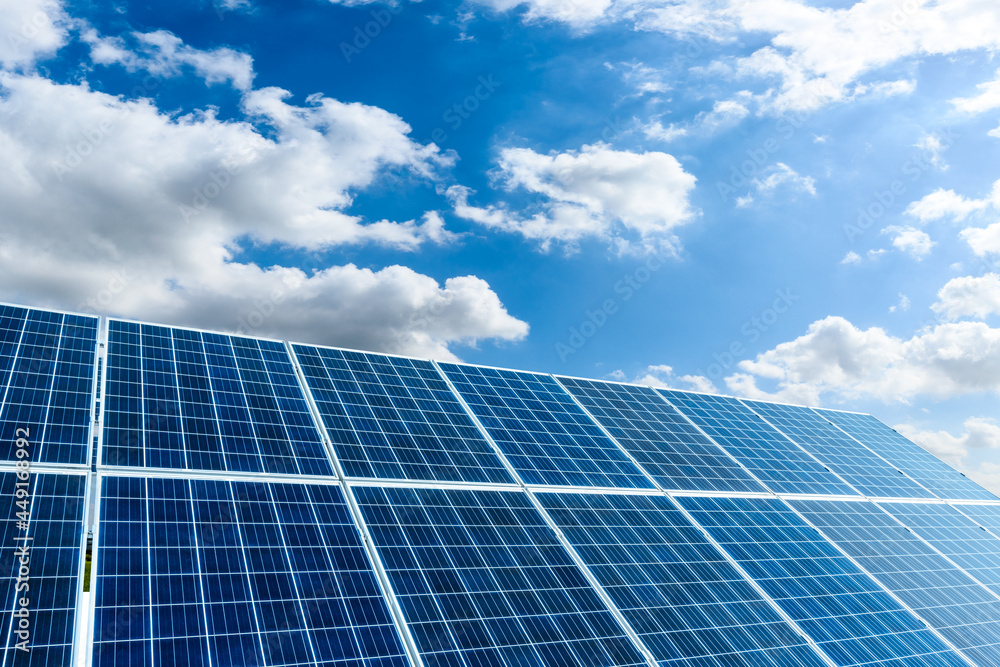 Smooth solar panels and beautiful sky landscape in China Smooth solar panels and beautiful sky landscape in China