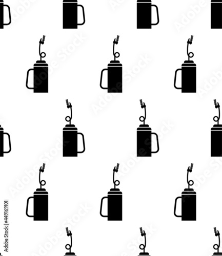 Drip Torch Icon Seamless Pattern, Wildfire Intentional Ignition Preventive Fire Flaming Canister