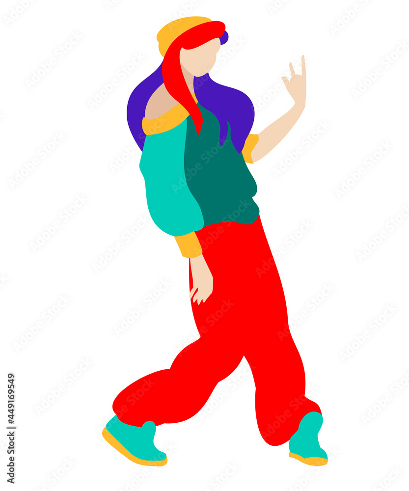 Teen girl dancing pose illustration Teen girl dancing pose illustration