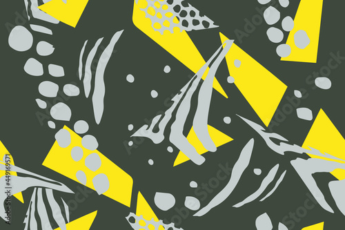 Zebra. Strips and spots. Safari. Abstract tropical pattern. Stylized shapes. Fashionable ornament. Seamless texture