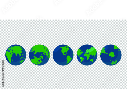Earth globe icons. earth hemispheres with continents. Illustration