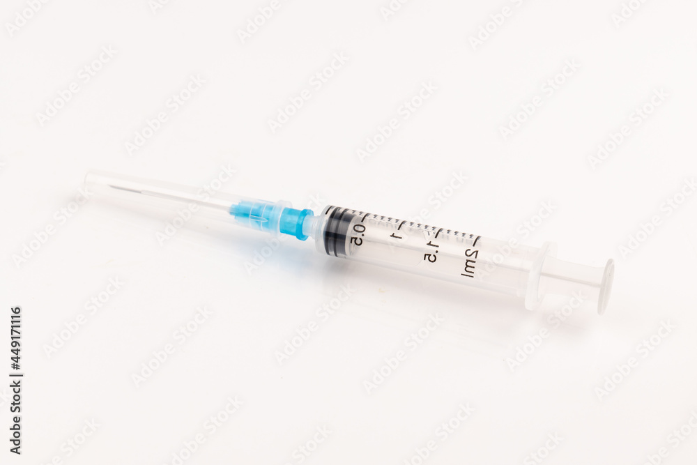 Medical plastic disposable syringe with needle. Applicable for vaccination. Medical plastic disposable syringe with needle. Applicable for vaccination.