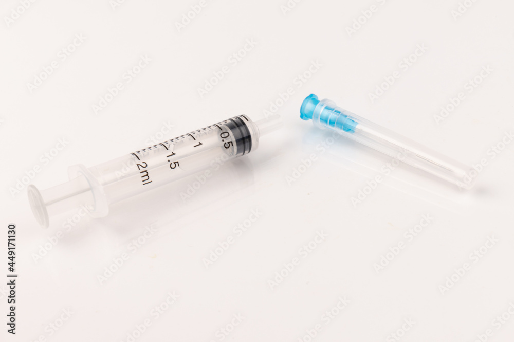 Medical plastic disposable syringe with needle. Applicable for vaccination. Medical plastic disposable syringe with needle. Applicable for vaccination.