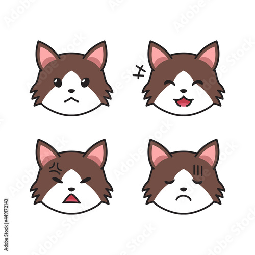 Bilde på lerret Set of ragamuffin cat faces showing different emotions for design