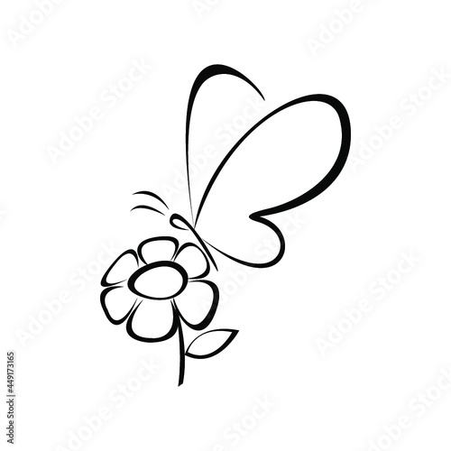 Black flower and butterfly logo isolated on a white background