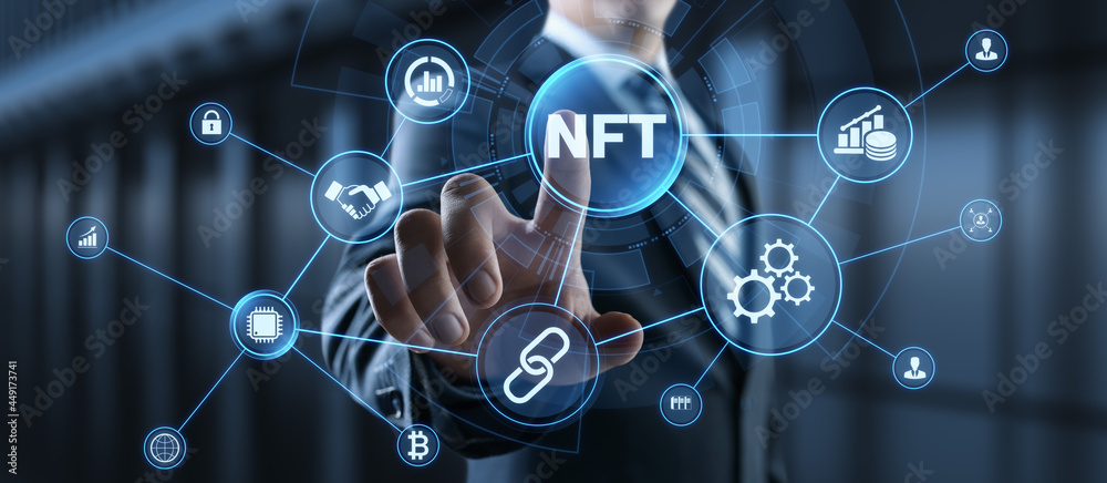 NFT Non-fungible token digital crypto art blockchain technology concept. NFT Non-fungible token digital crypto art blockchain technology concept.