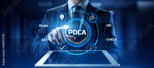 PDCA Plan Do Act Check Business technology concept. photo