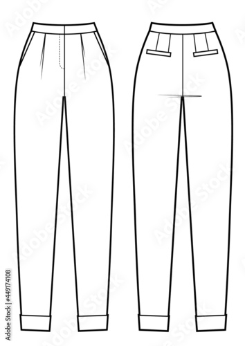 Template suit trouser pants vector illustration flat design outline clothing