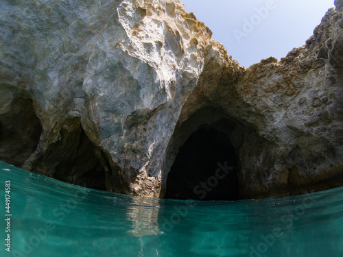 amazing rocks in clear blue water