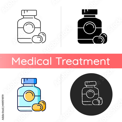 Softgel icon. Oral dosage medicine. Soft gelatin capsules. Fish oil supplements. Multivitamin product. Improve health quality. Linear black and RGB color styles. Isolated vector illustrations