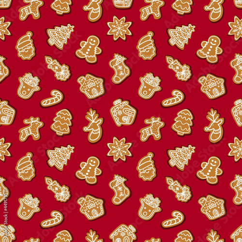 Christmas gingerbread cookies amidst snowflakes