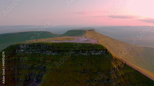 Aerial view of the summit of Pen-y-Fan in the Brecon Beacons, Wales photo